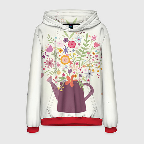 Мужская толстовка Цветы в чайнике / 3D-Красный – фото 1