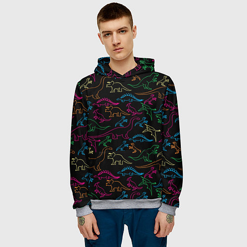 Мужская толстовка Динозавры / 3D-Меланж – фото 3