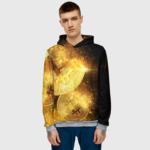 Мужская толстовка БИТКОИН ЗОЛОТО BITCOIN GOLD / 3D-Меланж – фото 3