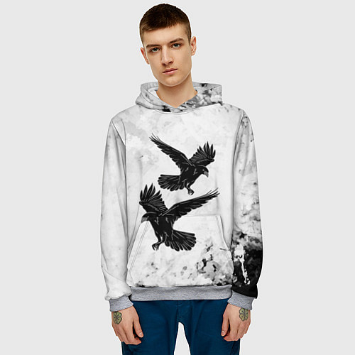 Мужская толстовка Gothic crows / 3D-Меланж – фото 3