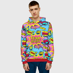 Толстовка-худи мужская Year baby Pop art print, цвет: 3D-красный — фото 2