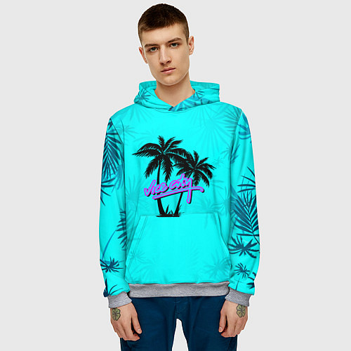 Мужская толстовка GTA Vice City гавайка / 3D-Меланж – фото 3