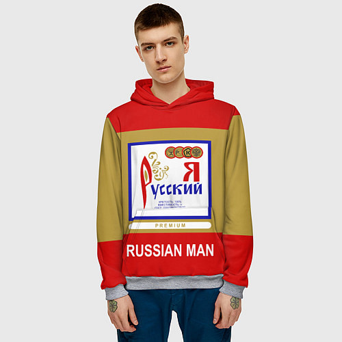 Мужская толстовка Я русский Russian man / 3D-Меланж – фото 3