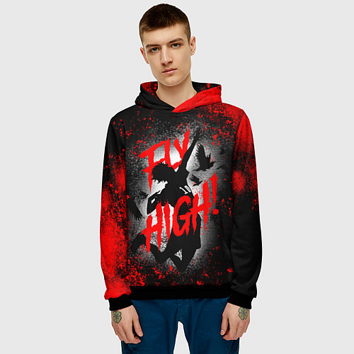 Мужская толстовка FLY HIGH ВОЛЕЙБОЛ!! / 3D-Черный – фото 3