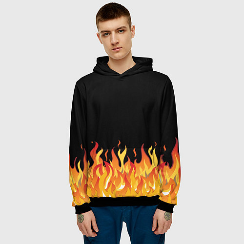 Мужская толстовка ОГОНЬ И НИЧЕГО ЛИШНЕГО / 3D-Черный – фото 3