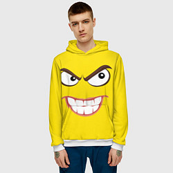 Толстовка-худи мужская Сердитое лицо, цвет: 3D-белый — фото 2