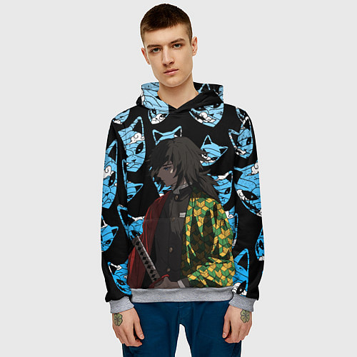 Мужская толстовка ГИО ТОМИОКА КЛИНОК / 3D-Меланж – фото 3