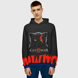 Толстовка-худи мужская Cat of war, цвет: 3D-синий — фото 2