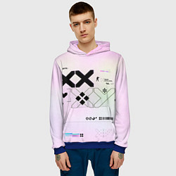 Толстовка-худи мужская Printstream style Поток информации Белизна 0 1,Чер, цвет: 3D-синий — фото 2