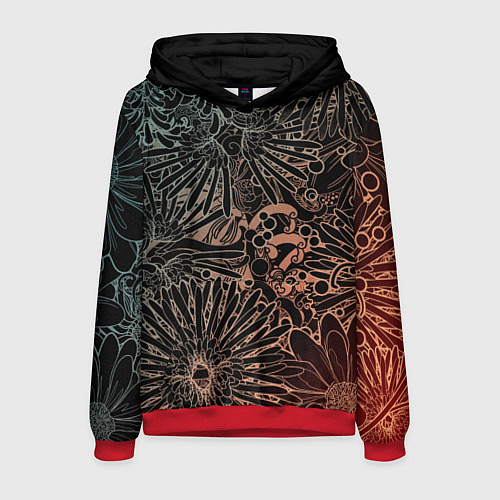 Мужская толстовка Неон в Цветок / 3D-Красный – фото 1