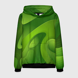 Толстовка-худи мужская 3d Green abstract, цвет: 3D-черный