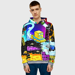 Толстовка-худи мужская Geometry Dash: Art, цвет: 3D-меланж — фото 2