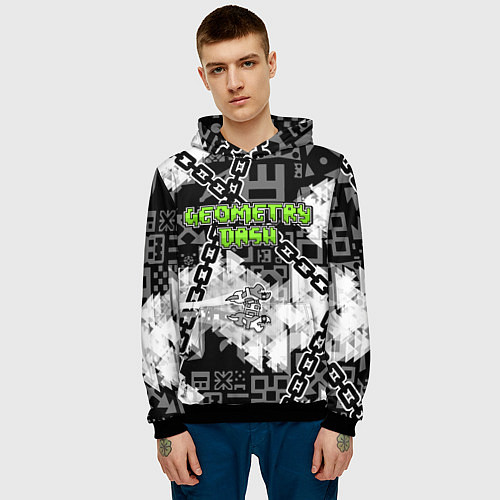 Мужская толстовка Geometry Dash / 3D-Черный – фото 3