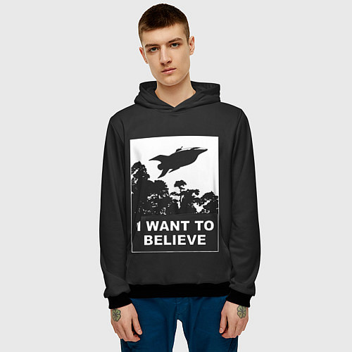 Мужская толстовка Я хочу верить / 3D-Черный – фото 3