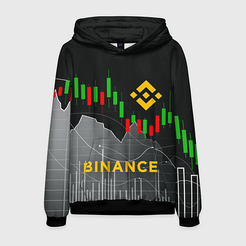 Мужская толстовка BINANCE БИНАНС ГРАФИК / 3D-Черный – фото 1