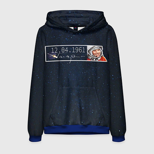 Мужская толстовка Гагарин автограф / 3D-Синий – фото 1