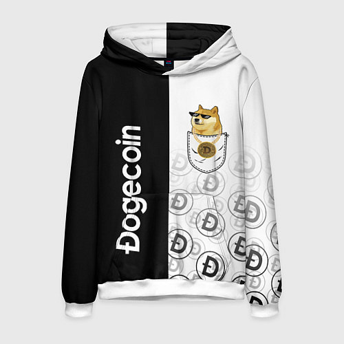 Мужская толстовка DOGECOIN DOGE КАРМАН / 3D-Белый – фото 1