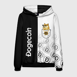 Толстовка-худи мужская DOGECOIN DOGE КАРМАН, цвет: 3D-черный