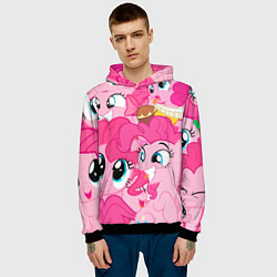Толстовка-худи мужская Pinkie Pie pattern, цвет: 3D-черный — фото 2