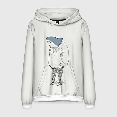 Мужская толстовка Акула в свитере / 3D-Белый – фото 1