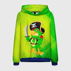 Толстовка-худи мужская Попугай пират, цвет: 3D-синий