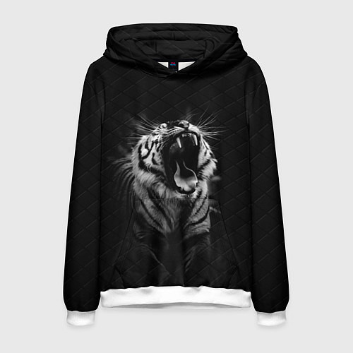 Мужская толстовка Тигр рычит Tiger realistic / 3D-Белый – фото 1