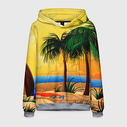 Толстовка-худи мужская Пляж, цвет: 3D-меланж