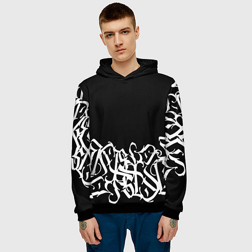 Мужская толстовка КАЛЛИГРАФИЯ CALLIGRAPHY / 3D-Черный – фото 3