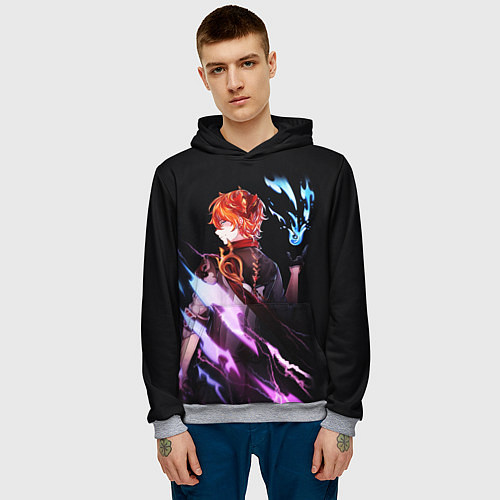 Мужская толстовка ТАРТАЛЬЯ - GENSHIN IMPACT NEON / 3D-Меланж – фото 3