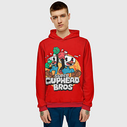 Толстовка-худи мужская Super Cuphead Bros, цвет: 3D-красный — фото 2
