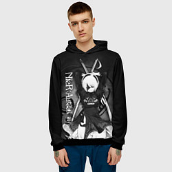 Толстовка-худи мужская Nier: Automata, 2B, цвет: 3D-черный — фото 2