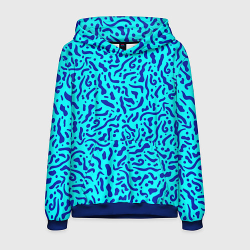 Мужская толстовка Неоновые синие узоры / 3D-Синий – фото 1