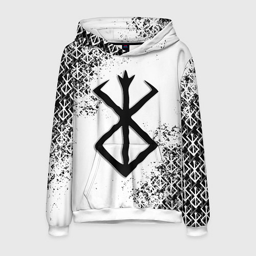 Мужская толстовка БЕРСЕРК logo чб / 3D-Белый – фото 1