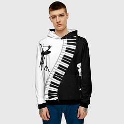 Толстовка-худи мужская Черно Белое пианино, цвет: 3D-черный — фото 2