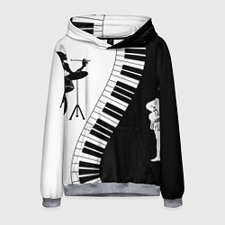 Толстовка-худи мужская Черно Белое пианино, цвет: 3D-меланж