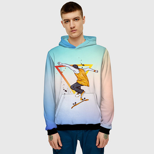Мужская толстовка Скейтер / 3D-Черный – фото 3