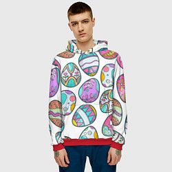Толстовка-худи мужская Пасхальные яйца, цвет: 3D-красный — фото 2