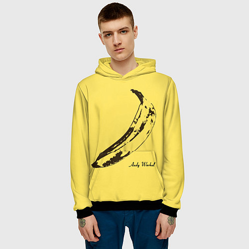 Мужская толстовка Энди Уорхол - Банан / 3D-Черный – фото 3