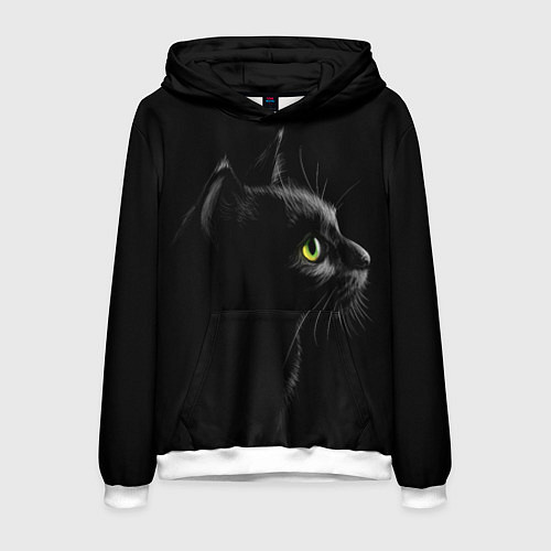 Мужская толстовка Черный кот / 3D-Белый – фото 1