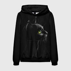 Толстовка-худи мужская Черный кот, цвет: 3D-черный