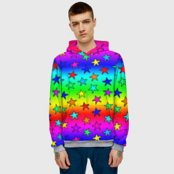 Толстовка-худи мужская Радужные звезды, цвет: 3D-меланж — фото 2