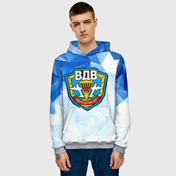 Толстовка-худи мужская День ВДВ, значок, цвет: 3D-меланж — фото 2