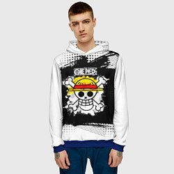 Толстовка-худи мужская Весёлый Роджер пиратов Соломенной Шляпы, цвет: 3D-синий — фото 2