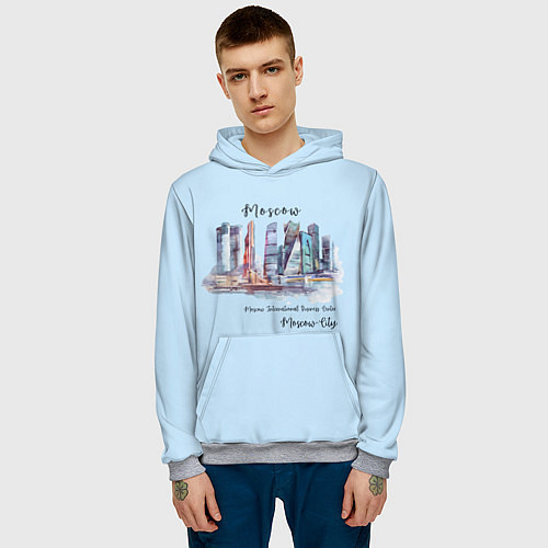 Мужская толстовка Москва-Сити / 3D-Меланж – фото 3