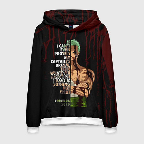 Мужская толстовка Зоро окровавленный One Piece / 3D-Белый – фото 1
