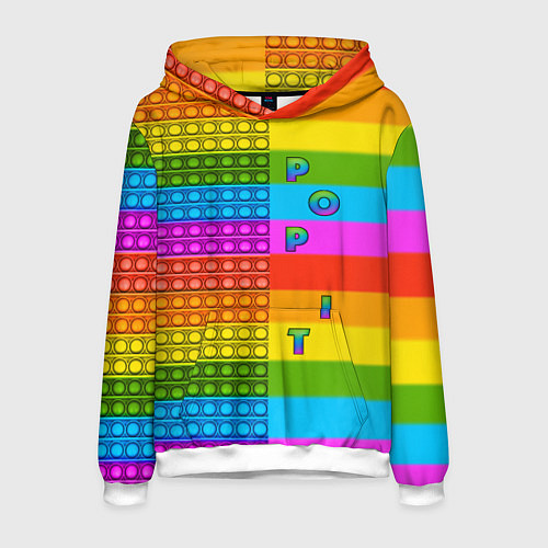 Мужская толстовка POP it вертикальная надпись / 3D-Белый – фото 1