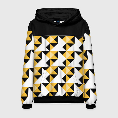 Мужская толстовка Черно-желтый геометрический / 3D-Черный – фото 1