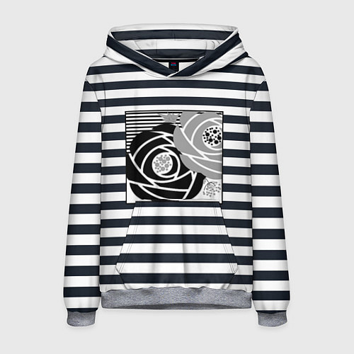 Мужская толстовка Аппликация розы на полосатом / 3D-Меланж – фото 1