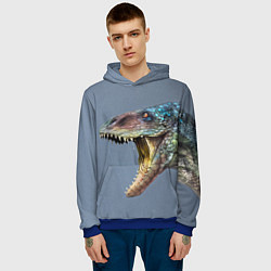 Толстовка-худи мужская Хищный динозавр Dino Z, цвет: 3D-синий — фото 2