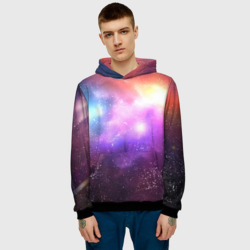 Мужская толстовка Космос, сияние и звезды / 3D-Черный – фото 3